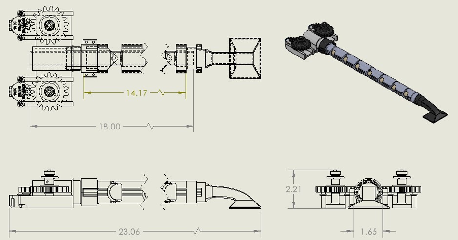 Snake vacuum - Drawing and dimensions