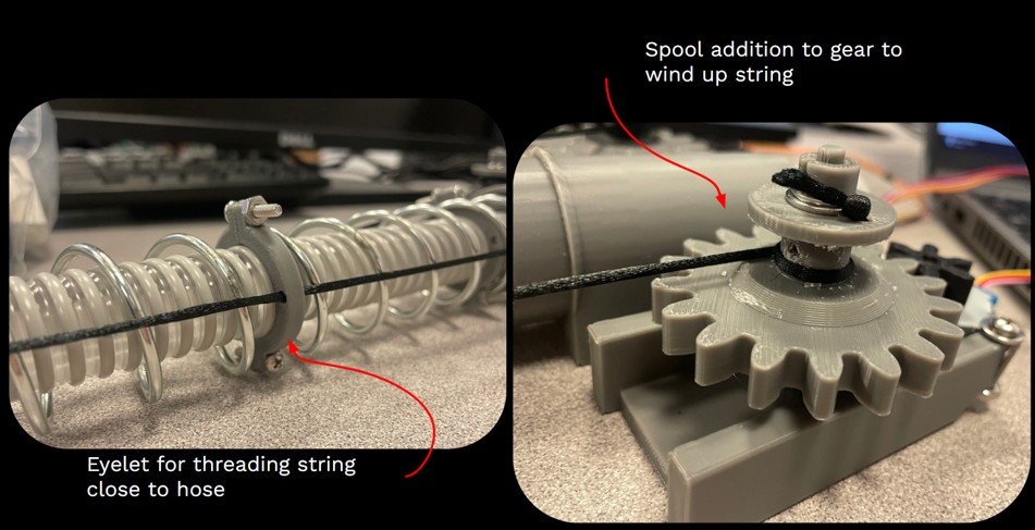 Snake vacuum string control mechanism